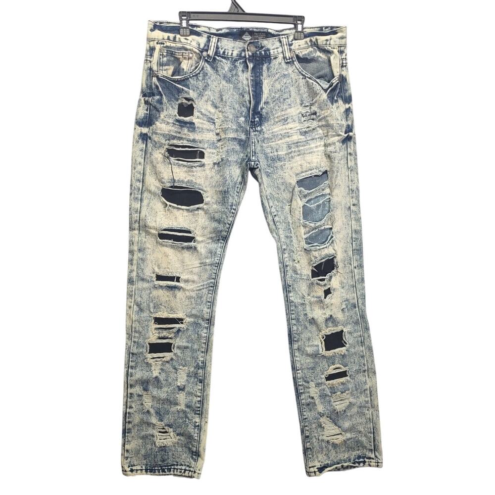 Road Narrows Jeans Pants NYC Distressed Slim Smoke White Wash Relaxed Jeans